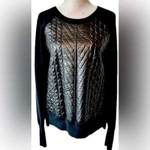 Banana Republic black bonded leather sweater size M